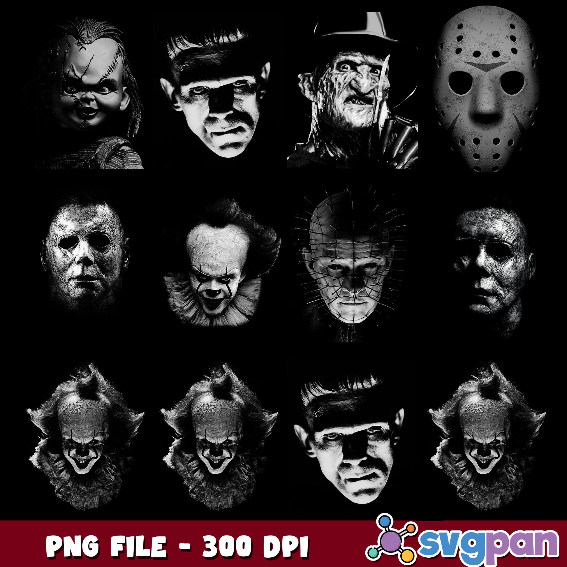 Colorless horror killer design png bundle