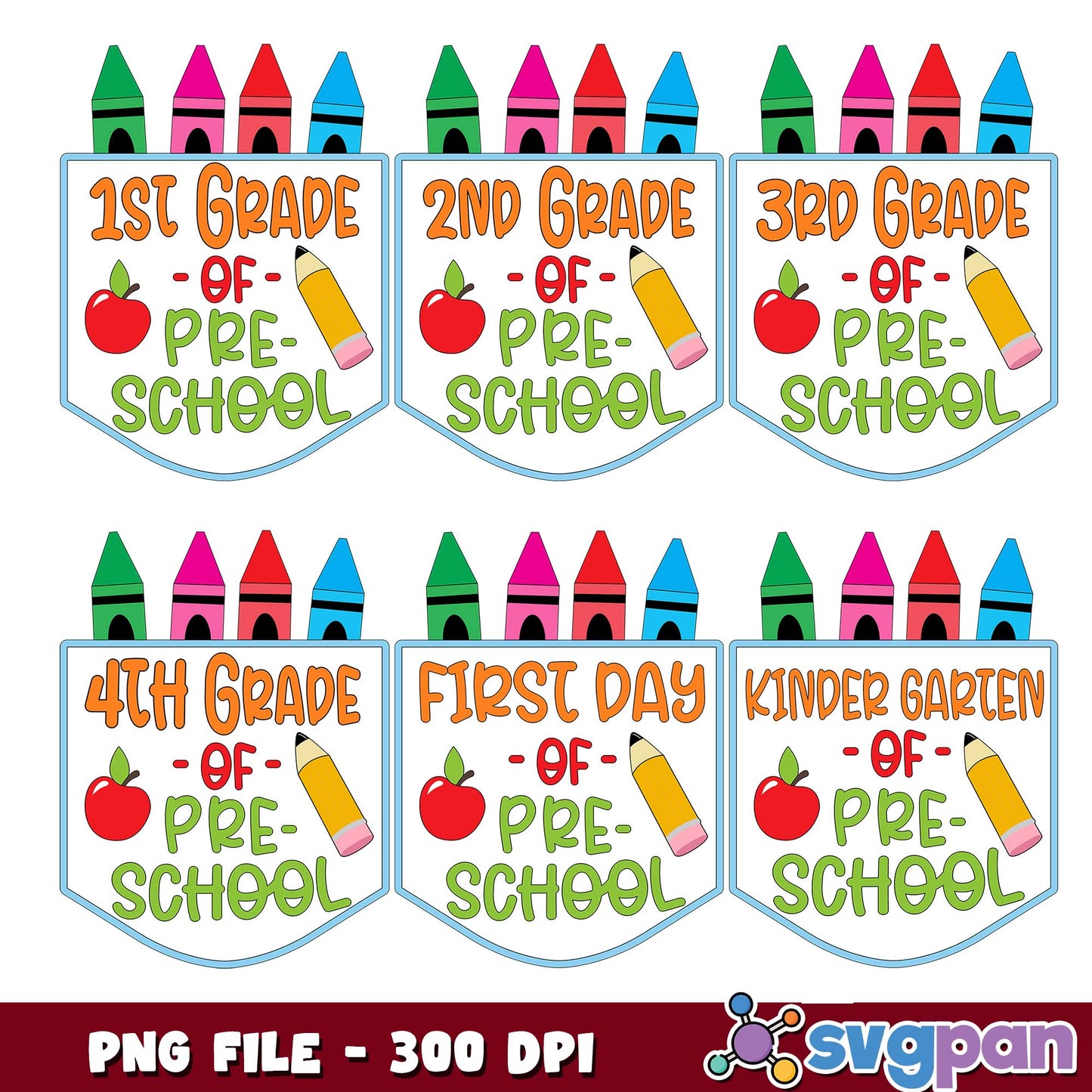Color pen grades png bundle
