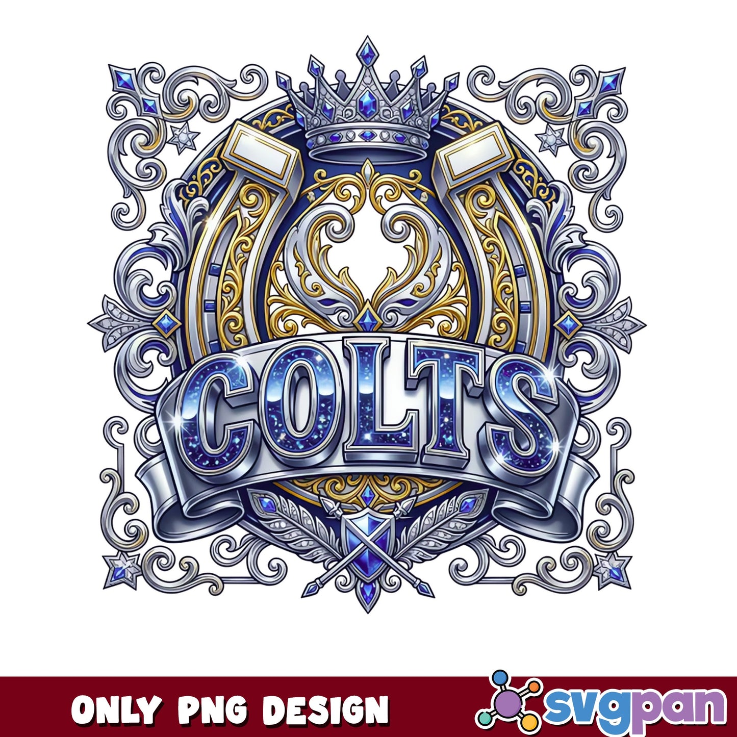 Colts Football Luxury Crown Design PNG, NFL Team PNG, Football Fan PNG