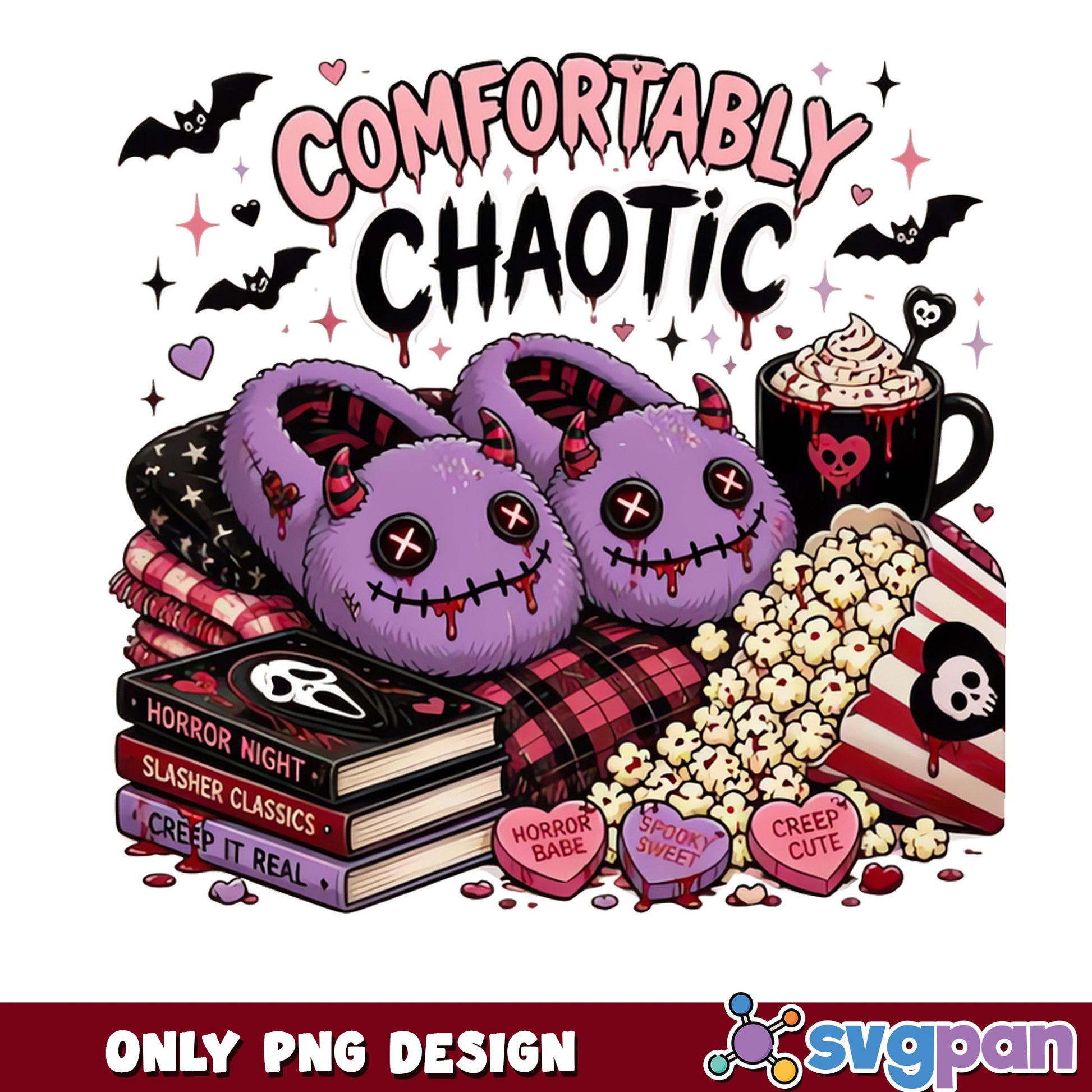Comfortably Chaotic PNG, Spooky Valentine PNG, Horror PNG