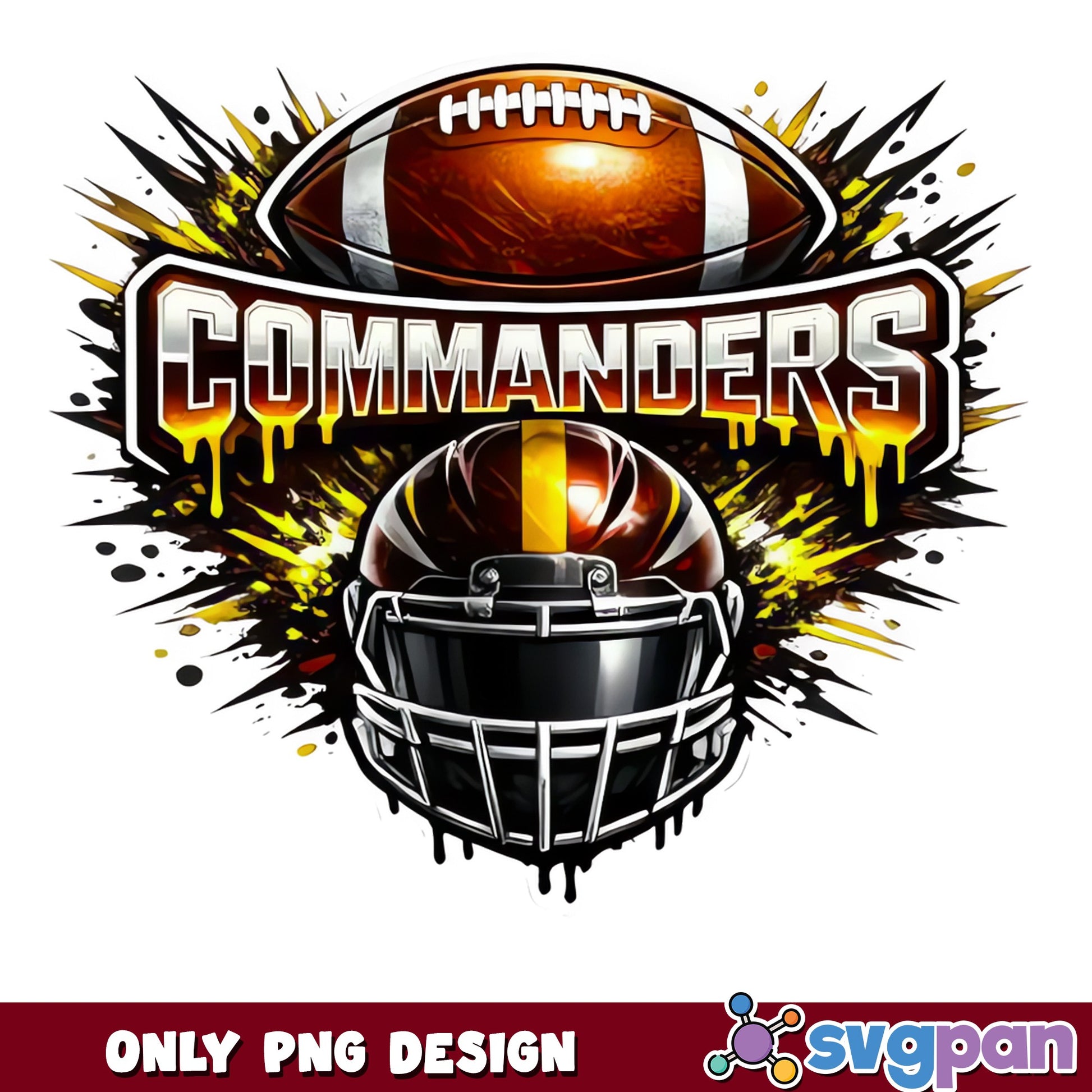 Commanders Football Helmet Drip PNG, NFL Team PNG, Football PNG