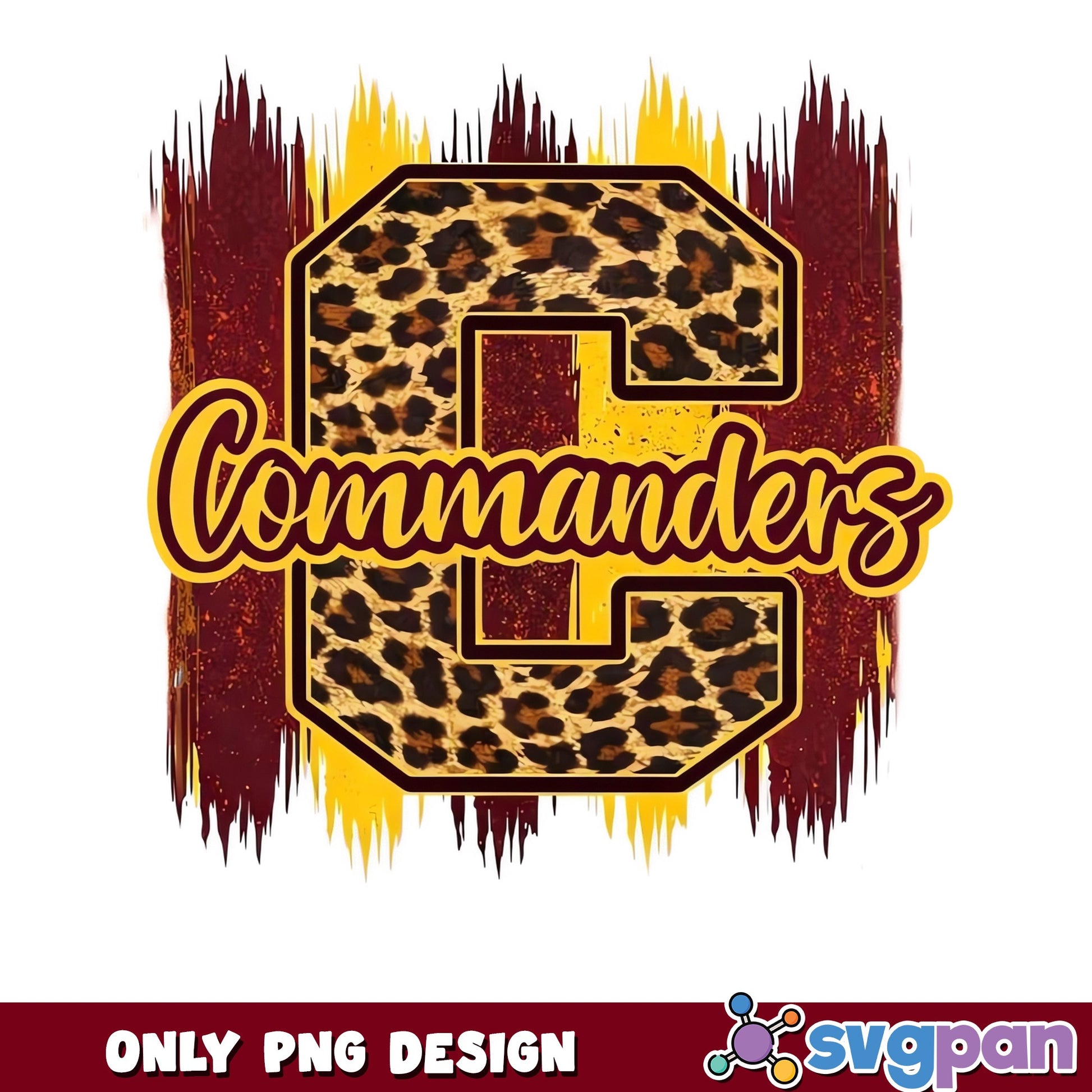 Commanders Leopard Print PNG, School Spirit PNG, Football PNG