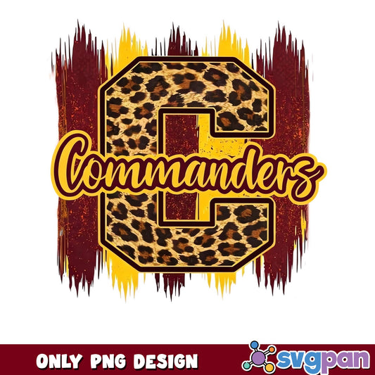 Commanders Leopard Print PNG, School Spirit PNG, Football PNG