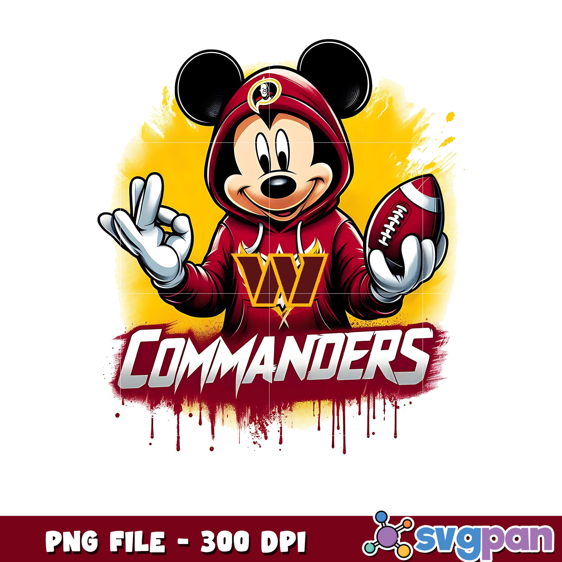 Commanders mickey mouse png, nfl png, nfl cartoon characters png