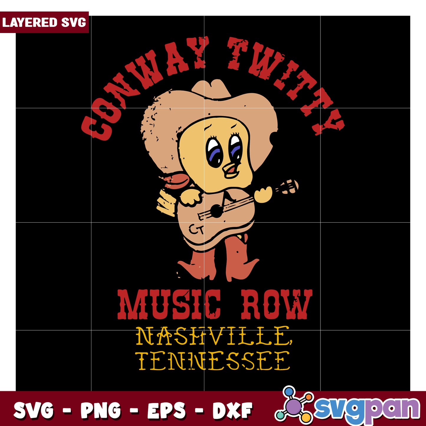 Conway Twitty Music Row Nashville Tennessee SVG Design, Perfect for Crafts