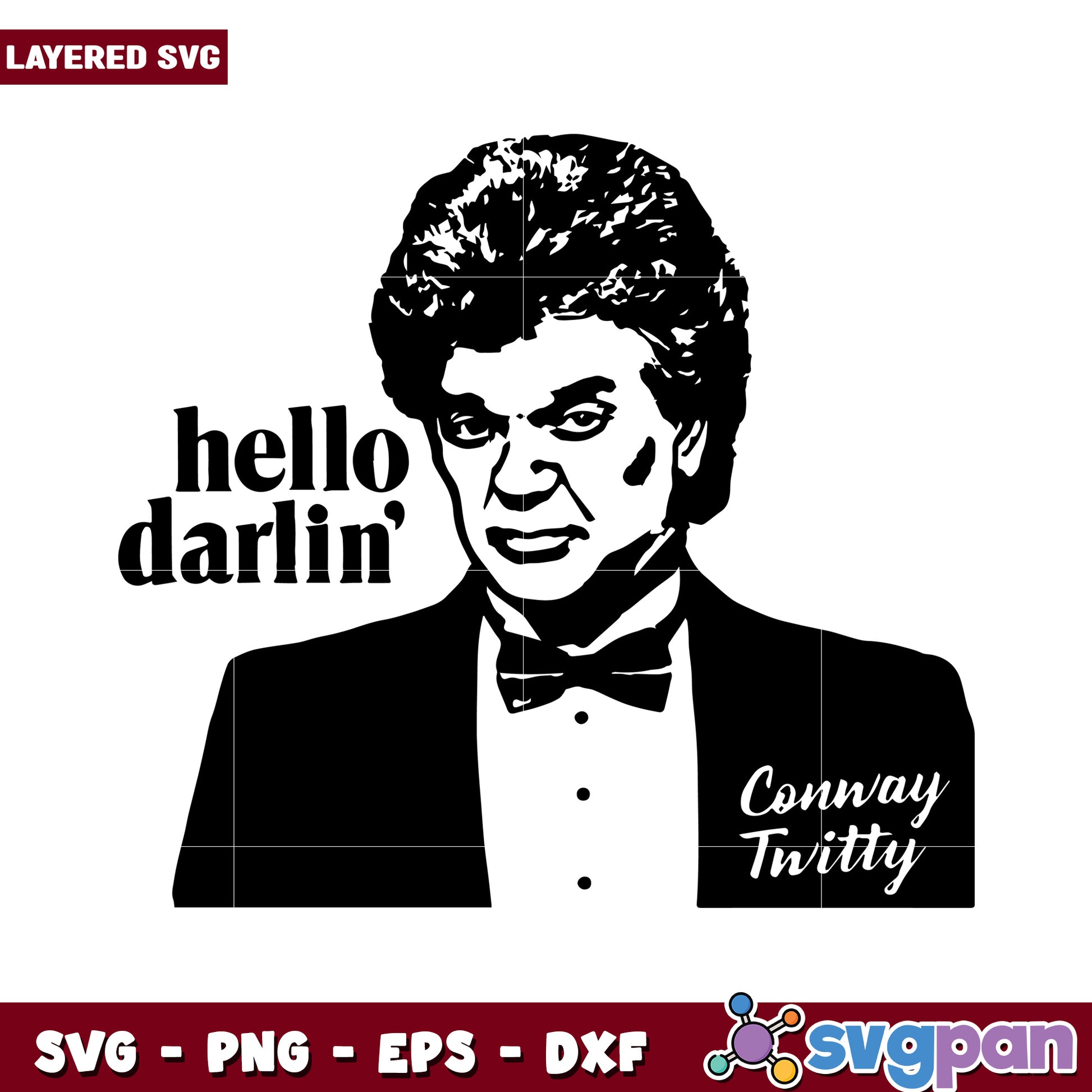 Conway Twitty SVG design, layered and versatile for crafts