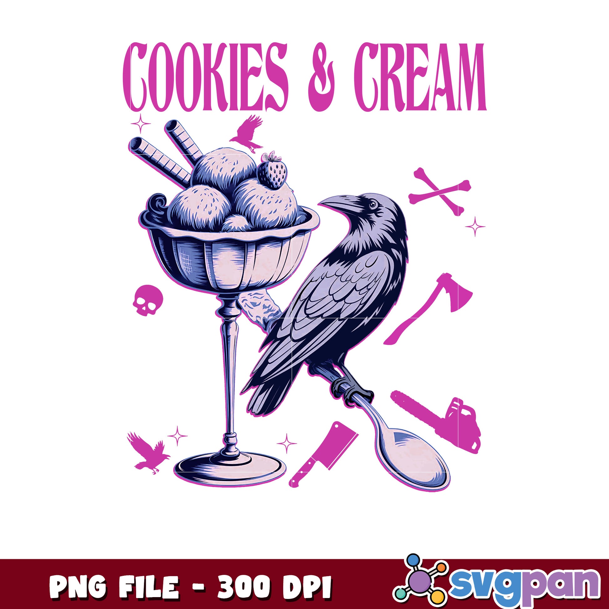 Cookies Cream Raven PNG 300 DPI SVG Download