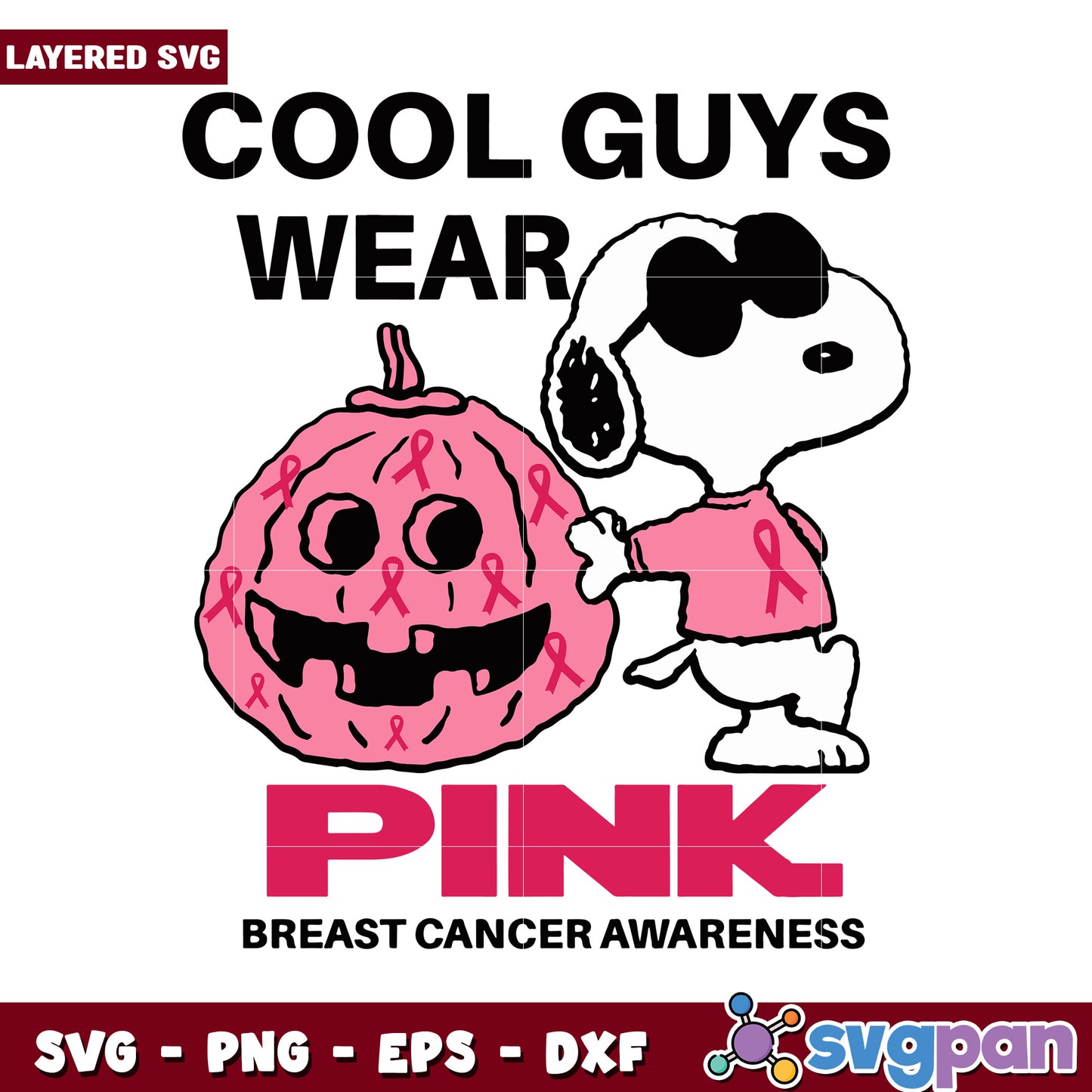 Cool Guys Wear Pink Pumpkin SVG, Celebrate Breast Cancer Awareness