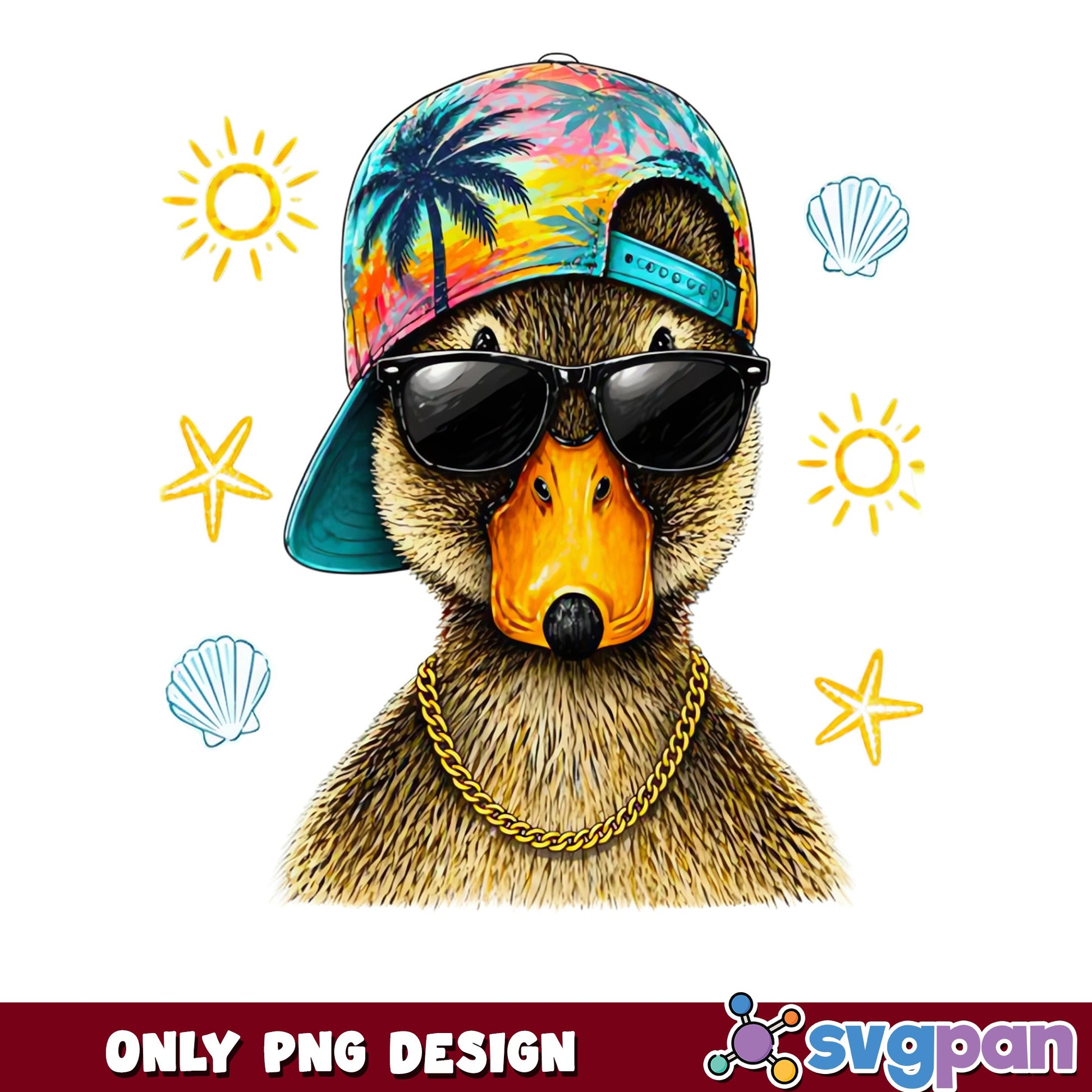 Cool Duck With Sunglasses Summer PNG, Funny Duck PNG, Beach PNG