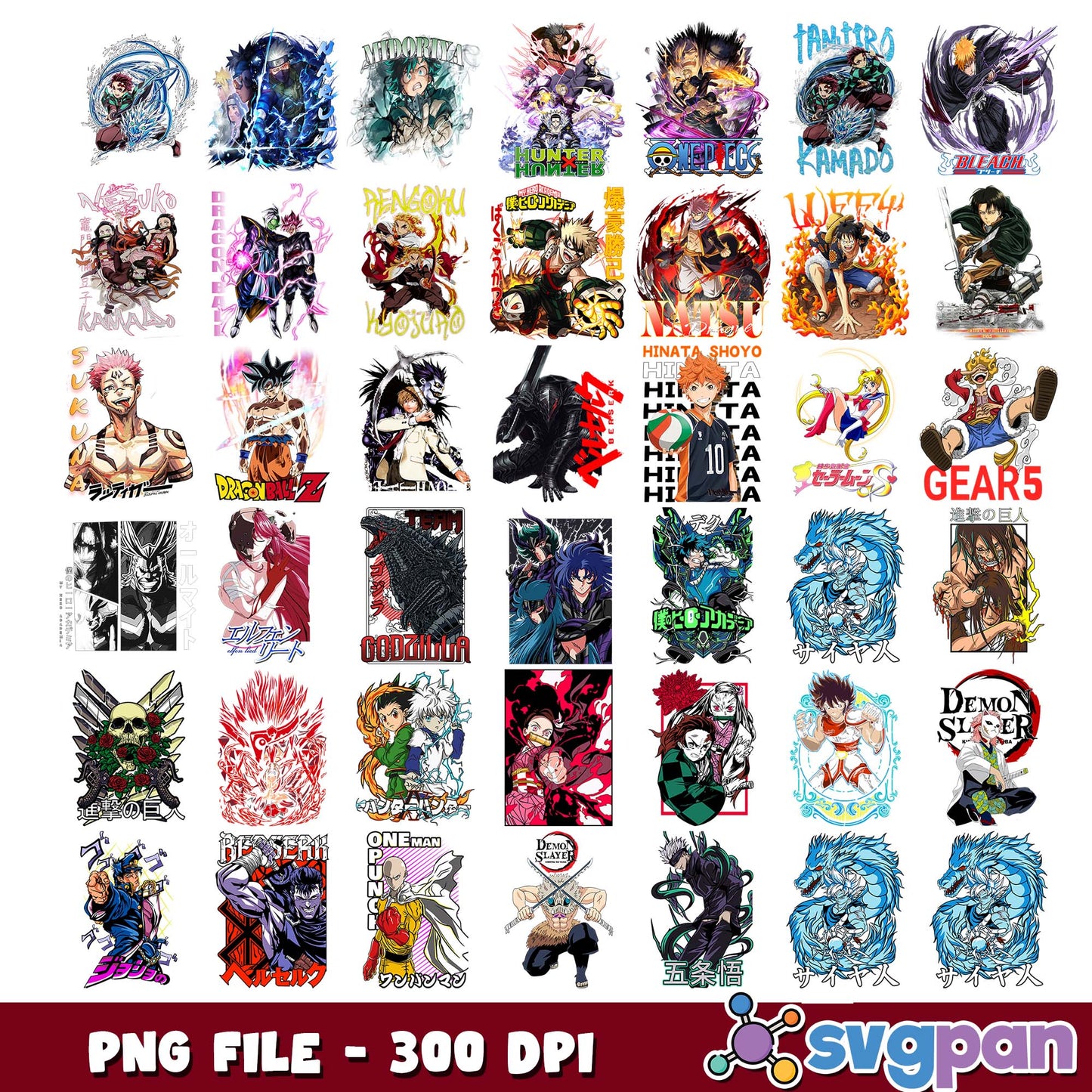 Cool design anime png bundle