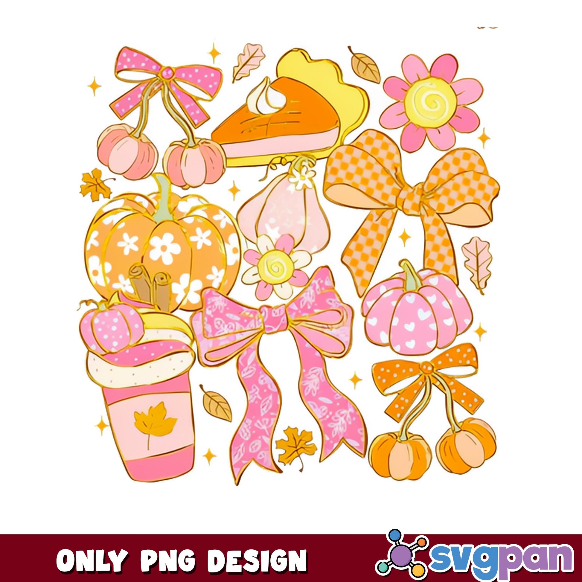 Coquette Fall Pumpkin PNG, Bow Pumpkin Spice Latte PNG, Autumn PNG