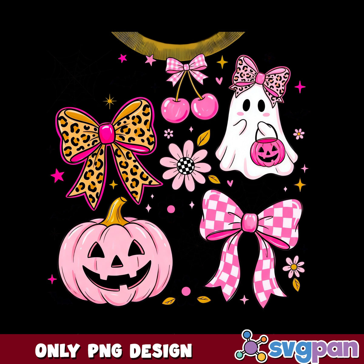 Coquette Halloween PNG, Pink Ghost Pumpkin Bow PNG, Spooky Girly PNG
