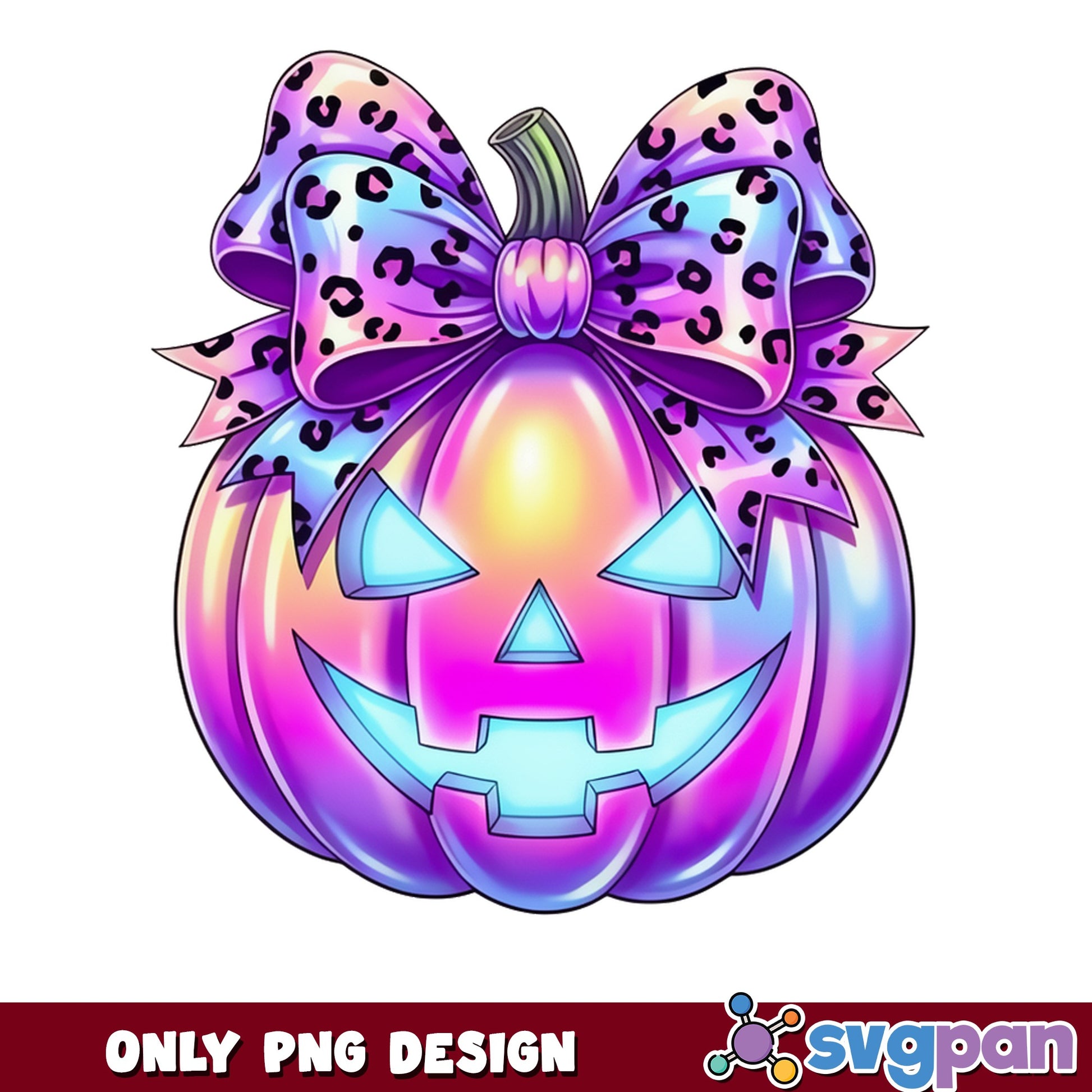 Coquette Halloween Pumpkin PNG, Leopard Bow Pumpkin PNG, Jack O Lantern PNG