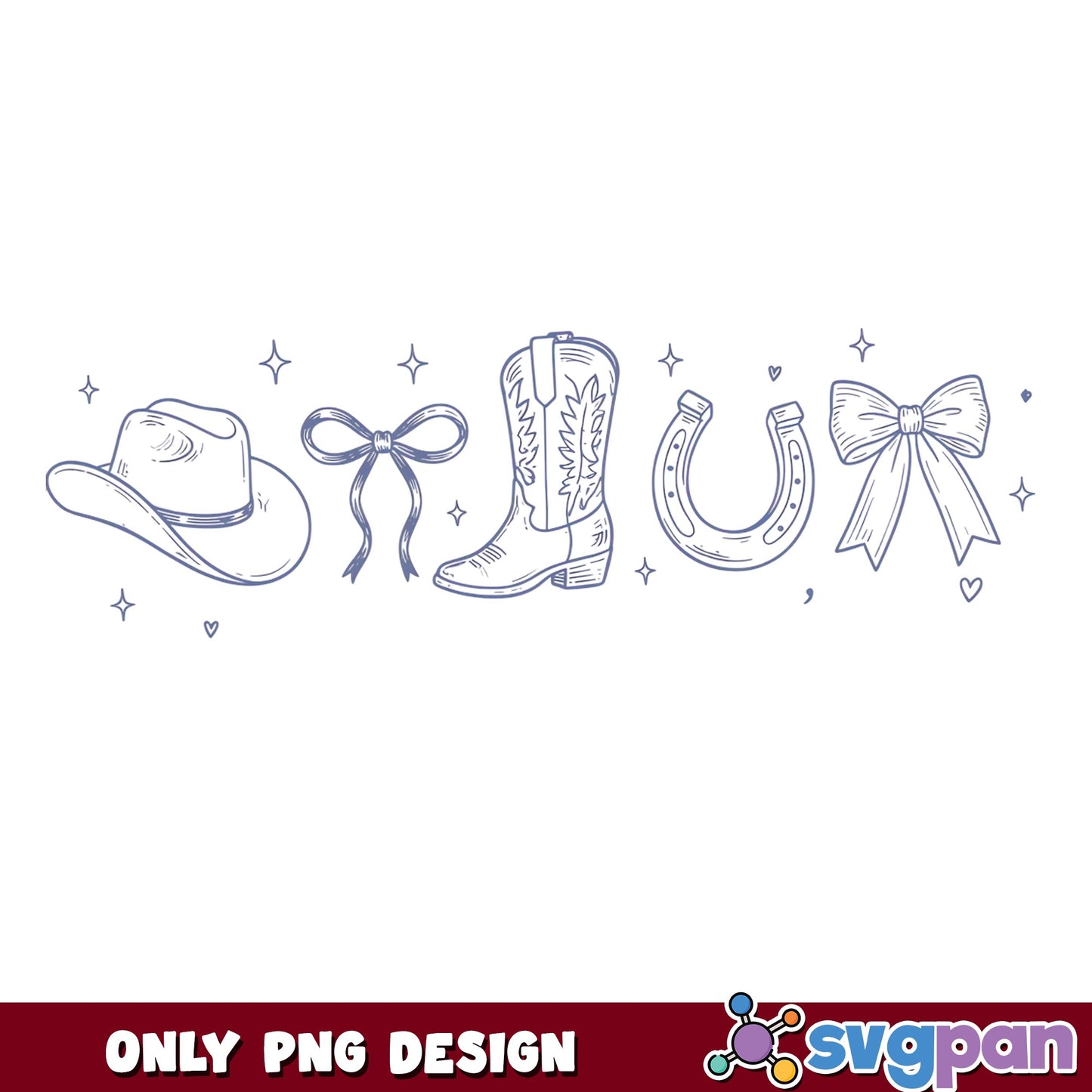 Coquette Western Boots Hat Horseshoe PNG, Bow PNG, Country PNG