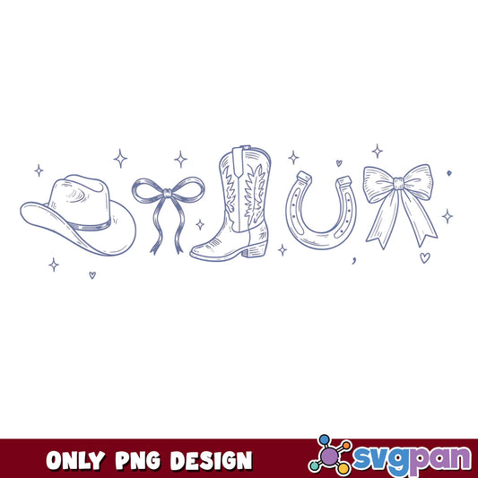 Coquette Western Boots Hat Horseshoe PNG, Bow PNG, Country PNG