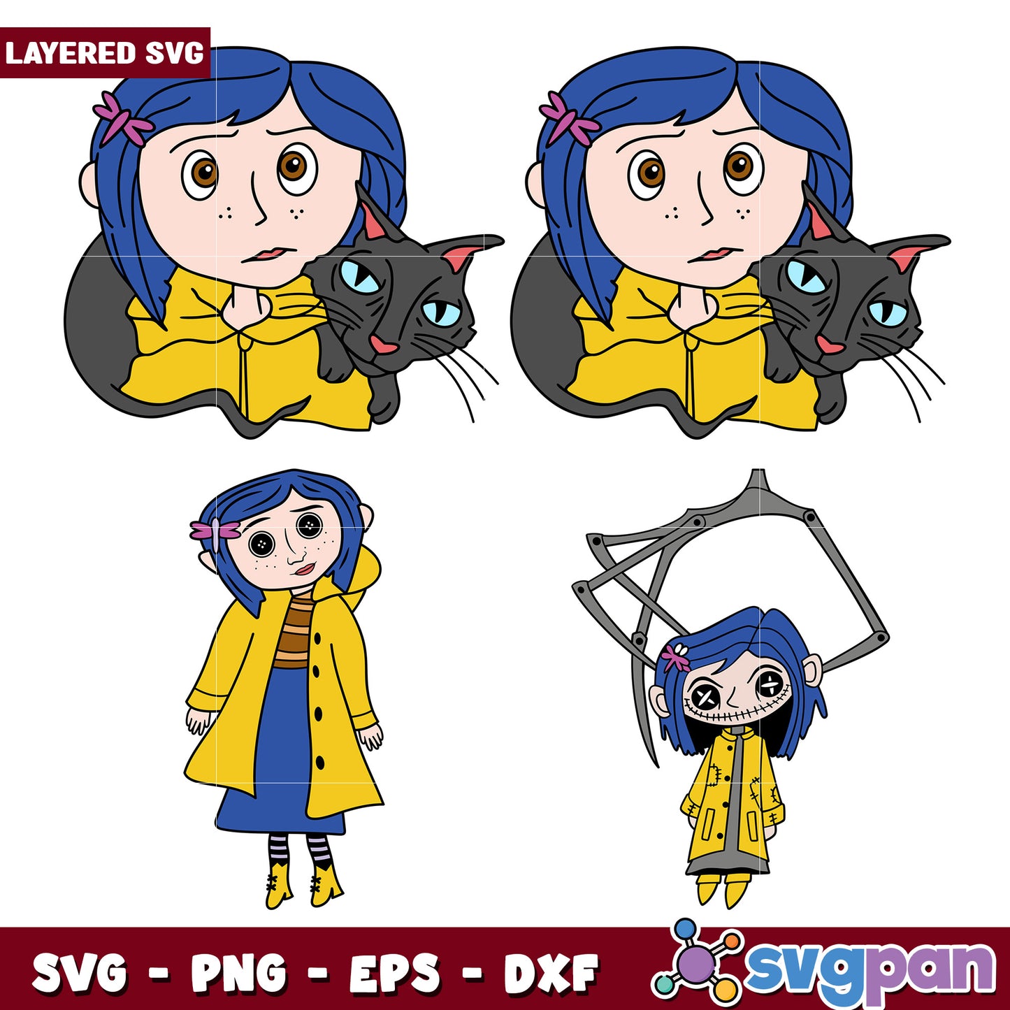 Coraline SVG Bundle Layered PNG EPS DXF