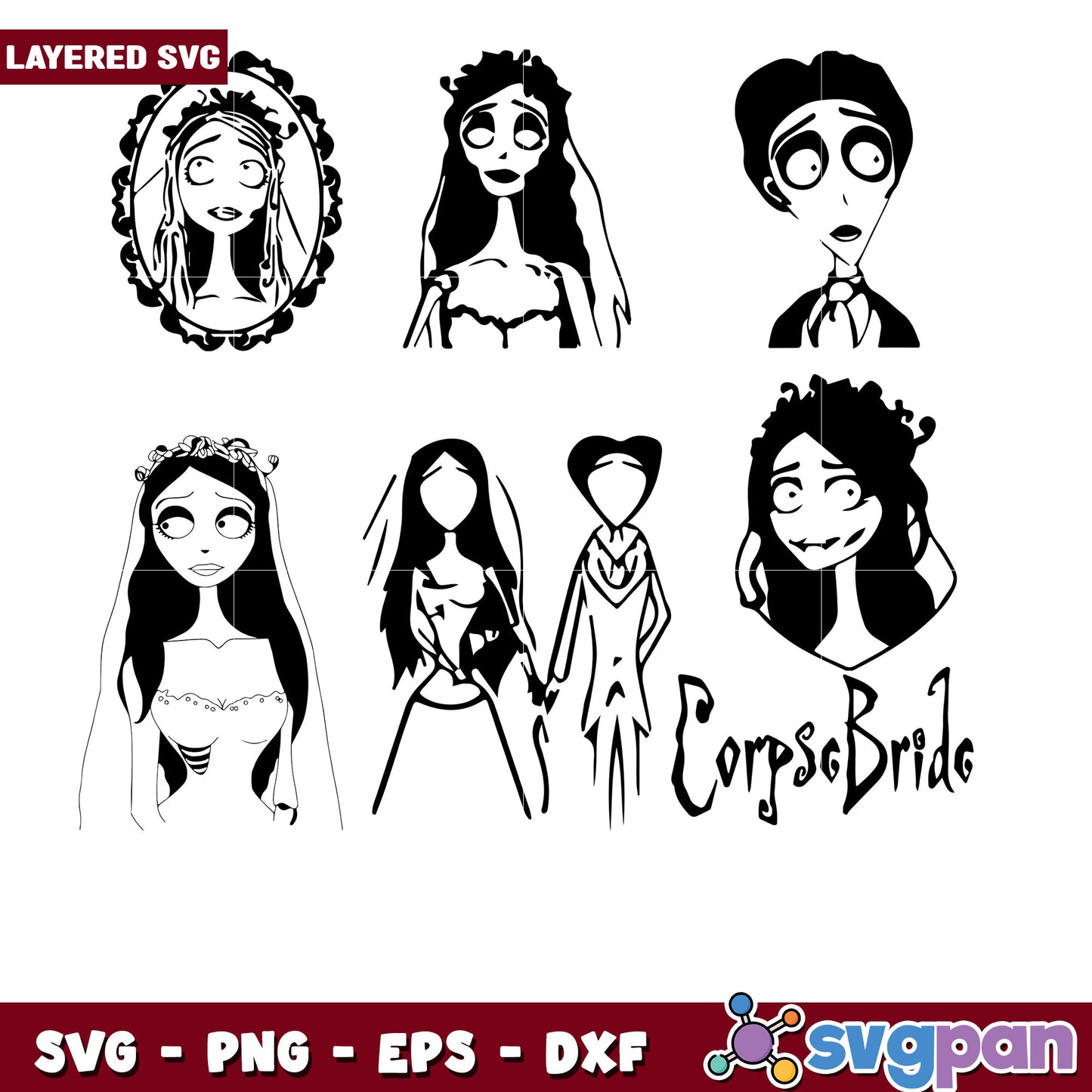 Corpse Bride SVG Bundle Layered Designs