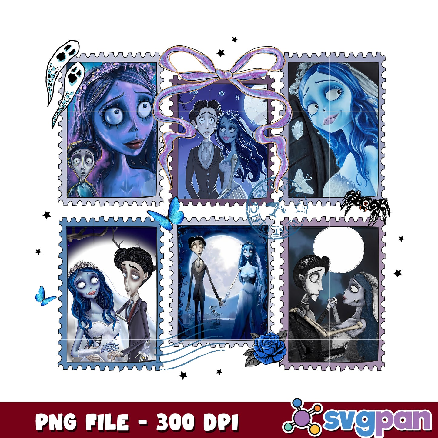 Corpse bride picture frame png, halloween ghost  png, spooky season png