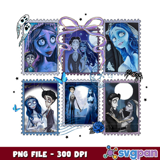 Corpse bride picture frame png, halloween ghost  png, spooky season png