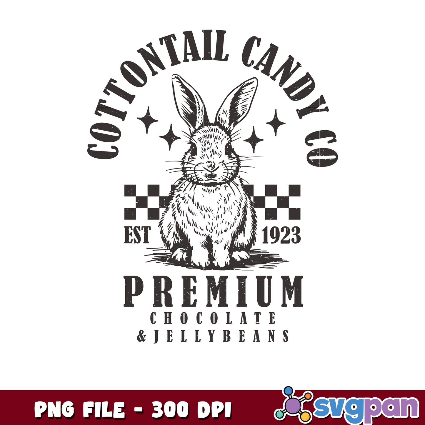 Cottontail Candy Co Rabbit Logo PNG 300 DPI