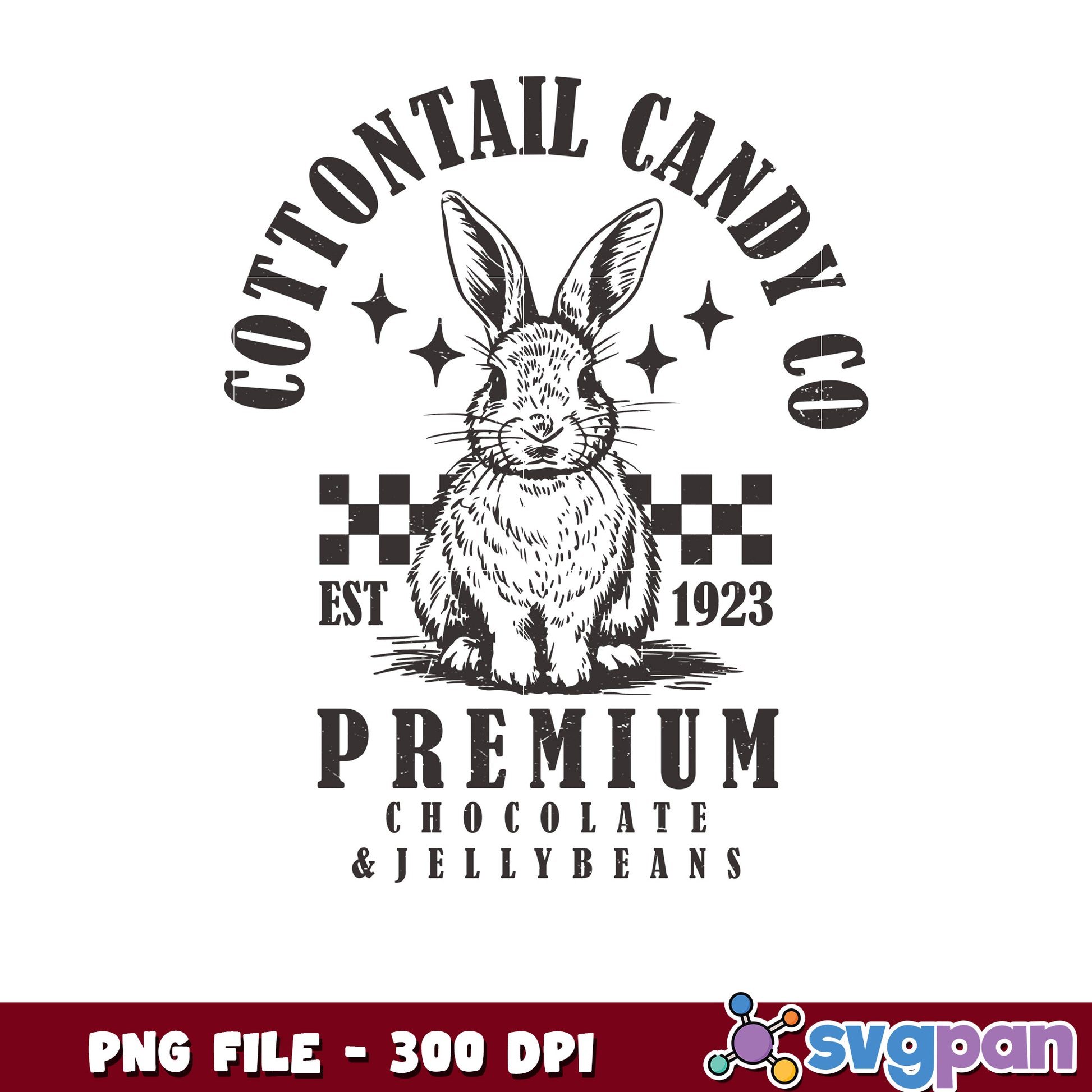 Cottontail Candy Co Rabbit Logo PNG 300 DPI