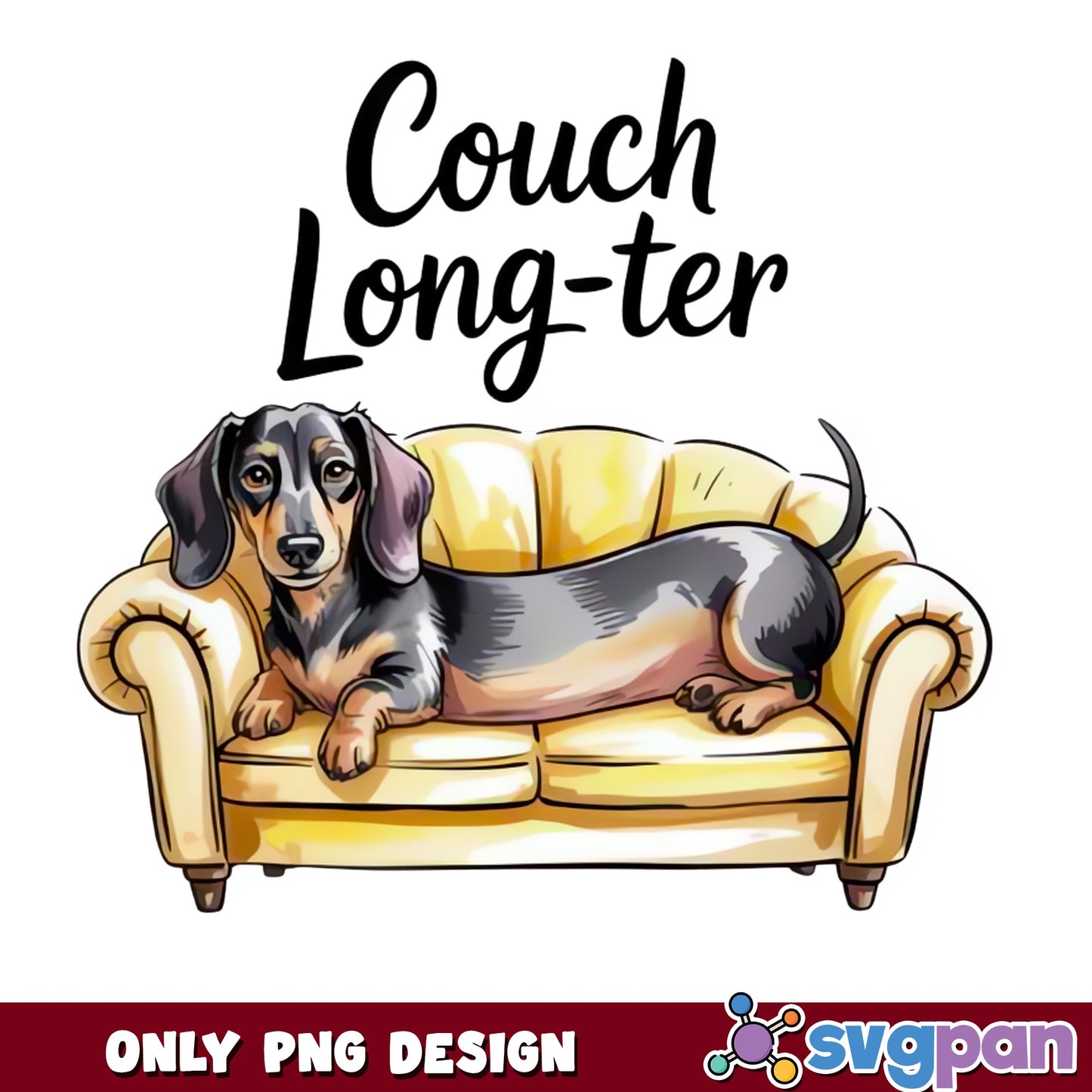 Couch Long-ter Dachshund PNG, Funny Dachshund Dog PNG, Wiener Dog PNG