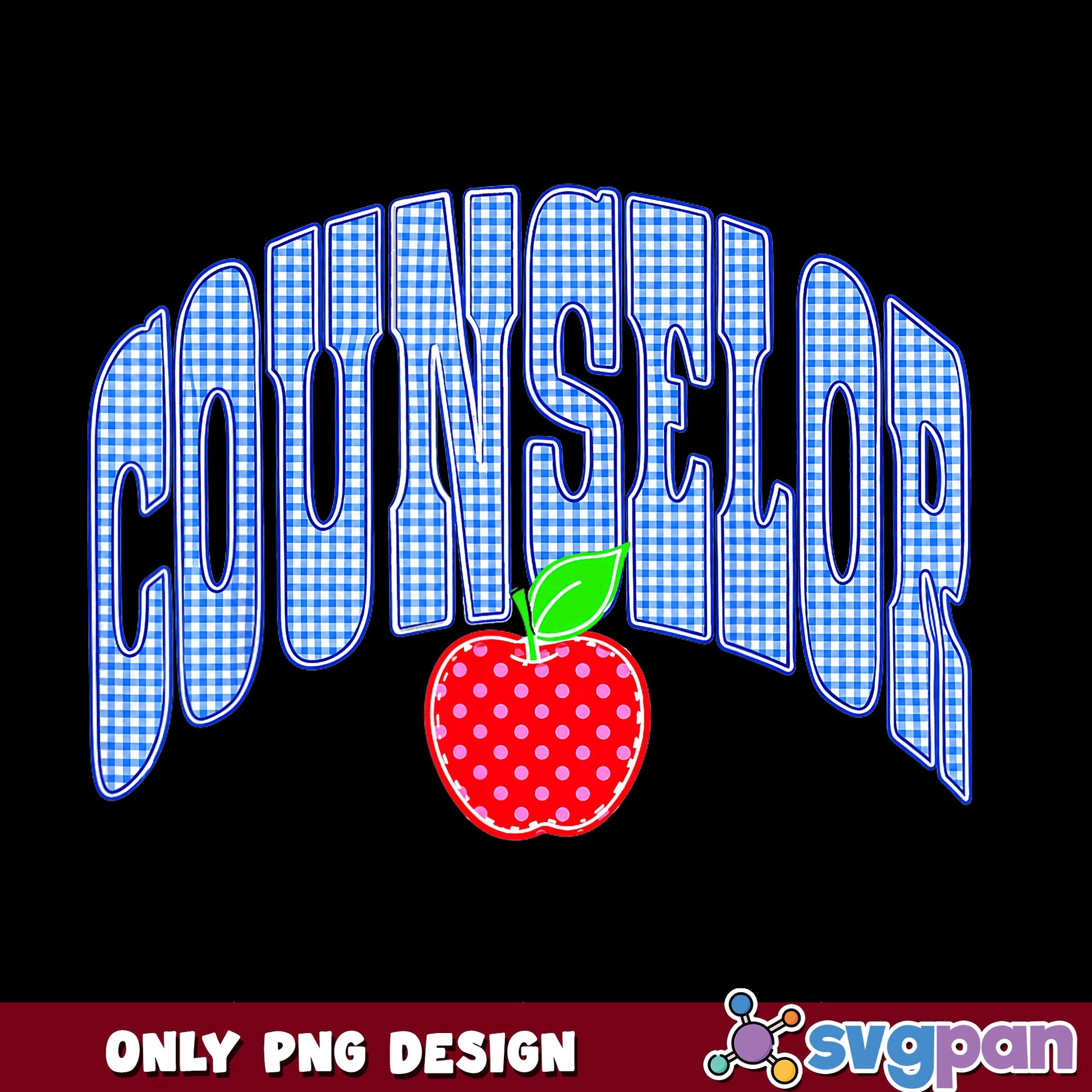 Counselor Gingham Apple PNG, School Counselor PNG, Teacher PNG