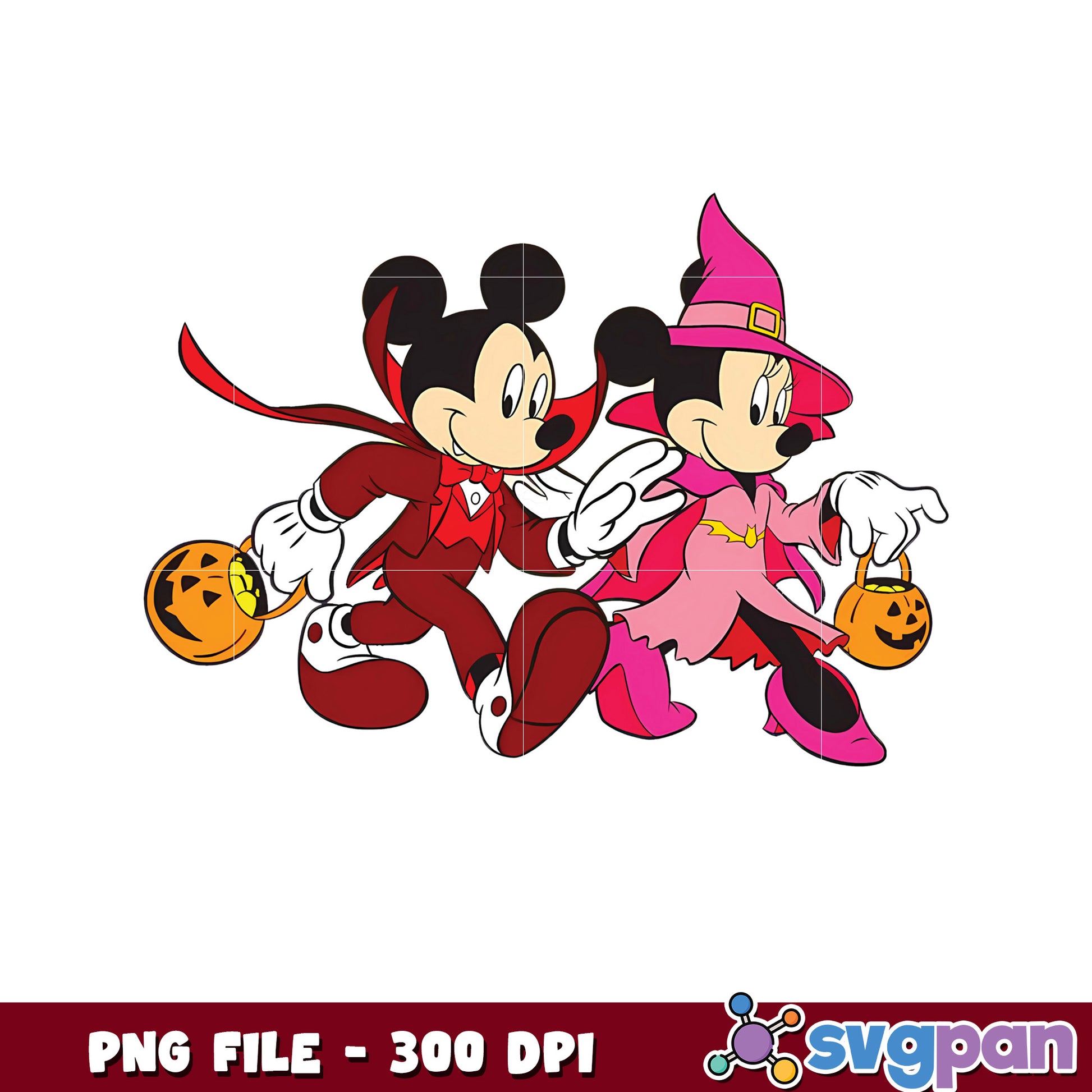 Couple mickey and minnie png, halloween decor png, halloween pumpkin png