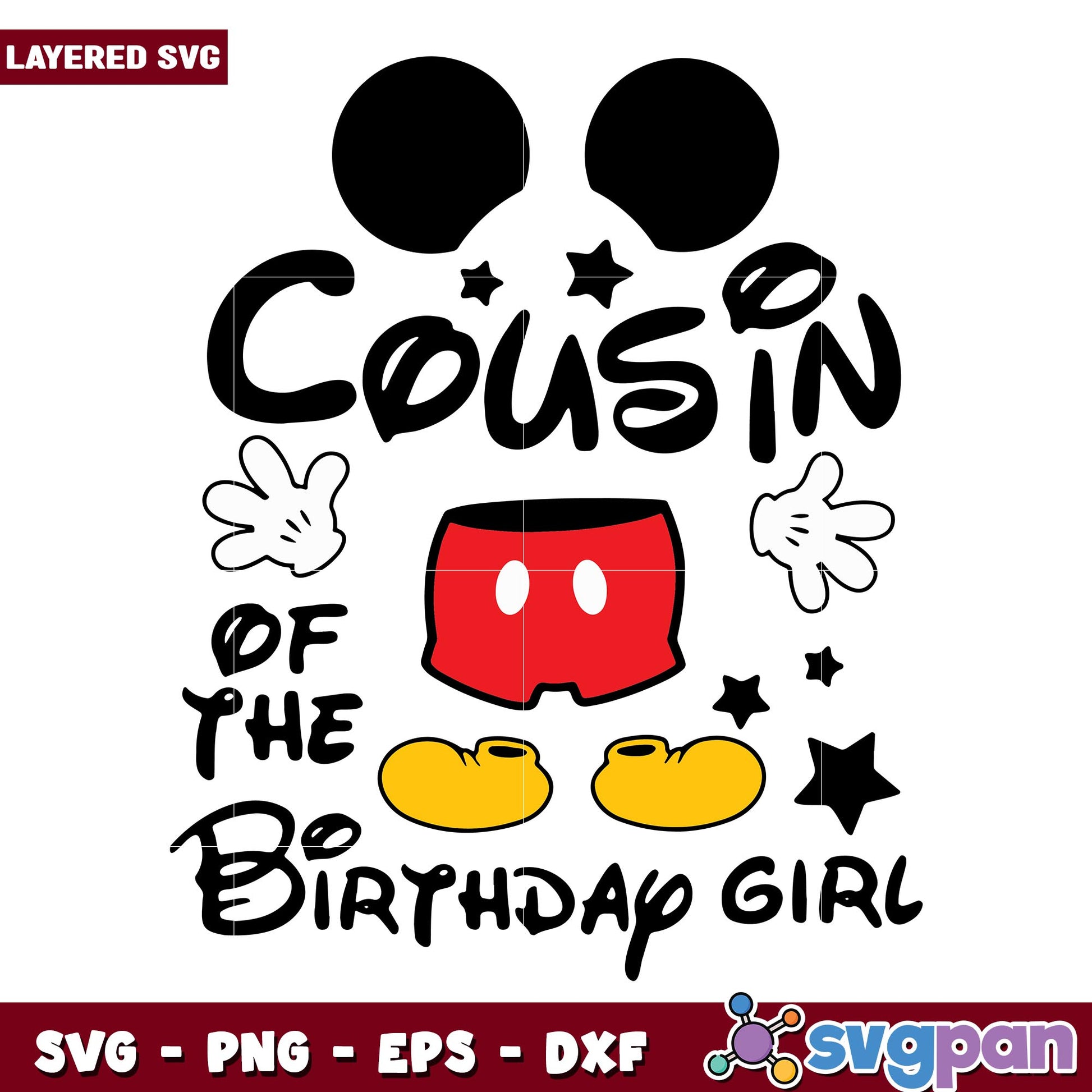Cousin of the birthday girl svg, Disney characters svg, digital download 