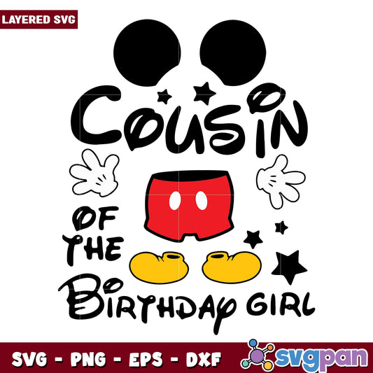 Cousin of the birthday girl svg, Disney characters svg, digital download 