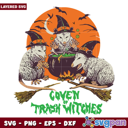 Coven of trash witches svg, funny halloween svg, halloween fall svg