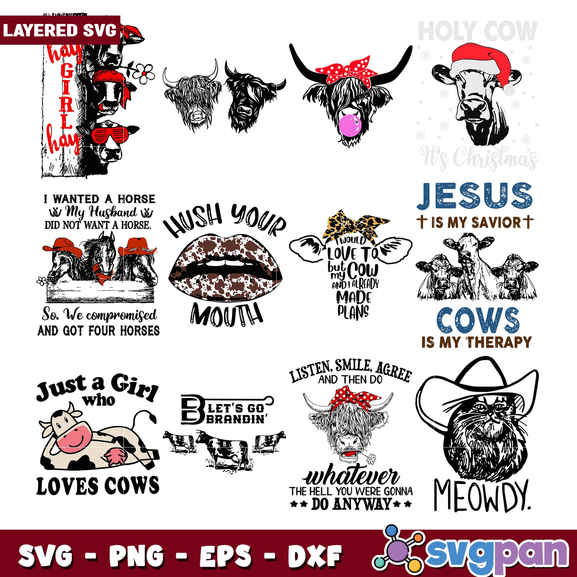 Cow Girl SVG Bundle 12 Designs