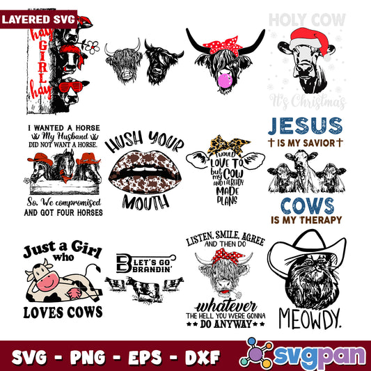 Cow Girl SVG Bundle 12 Designs