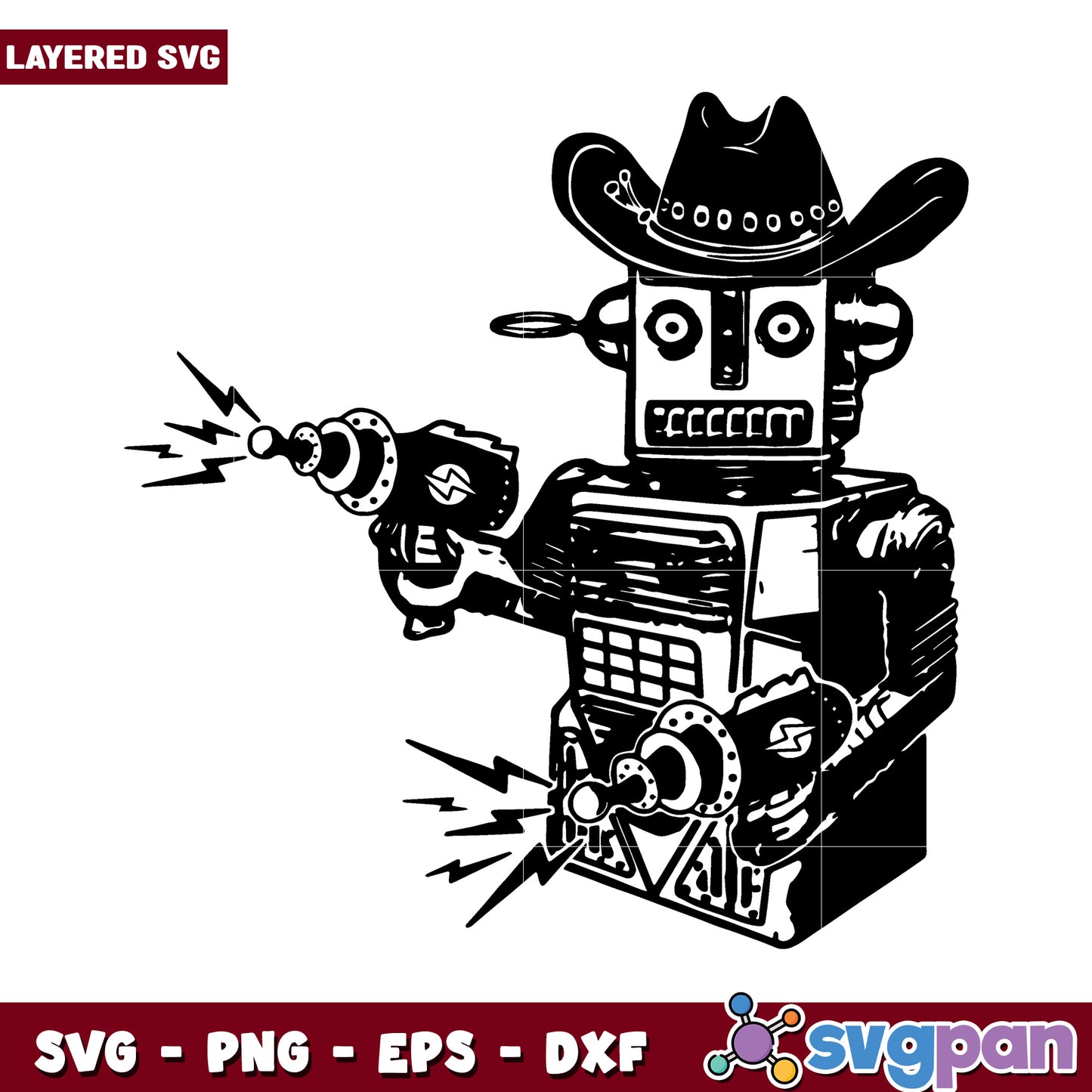 Cowboy Robot SVG Design for Crafting Projects, Perfect for DIY Use