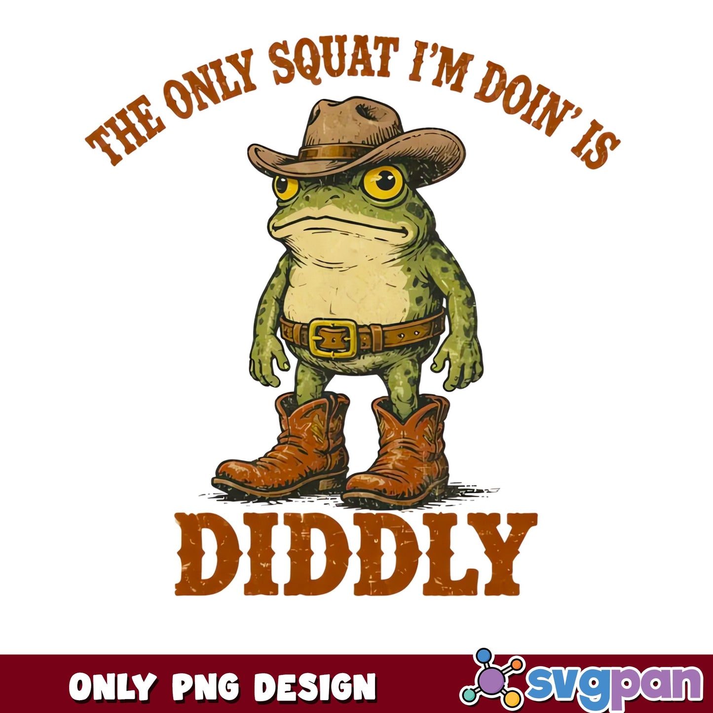 Cowboy Frog Diddly Squat PNG, Funny Frog PNG, Western Frog PNG