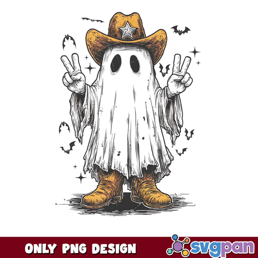 Cowboy Ghost Halloween PNG, Spooky Ghost PNG, Western Ghost PNG