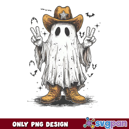 Cowboy Ghost Halloween PNG, Western Ghost PNG, Spooky Ghost PNG