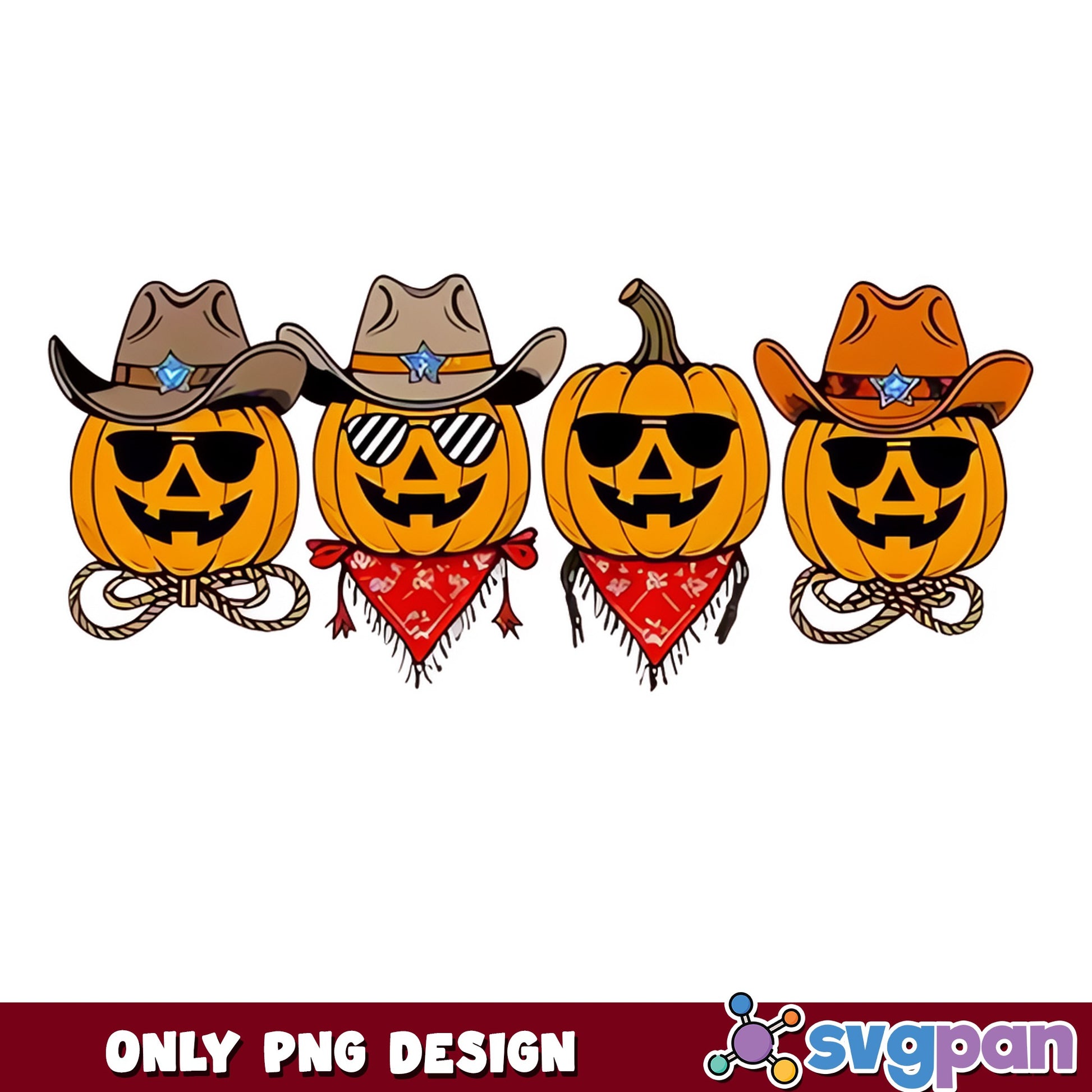 Cowboy Pumpkin Halloween PNG, Jack O Lantern PNG, Western Fall PNG