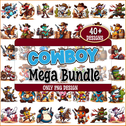 Cowboy cartoons png bundle