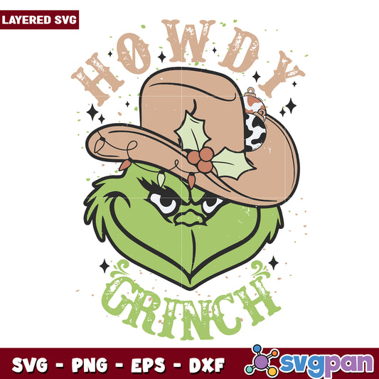 Cowboy grinch svg, grinch meme svg, grinch svg