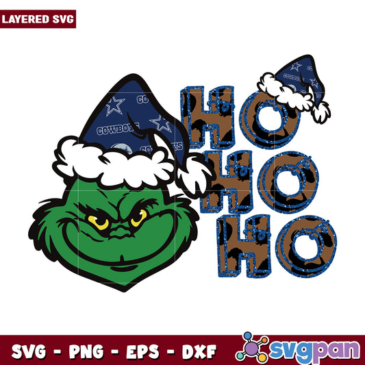 Cowboys Grinch Ho Ho Ho Christmas svg, christmas day svg, funny grinch svg