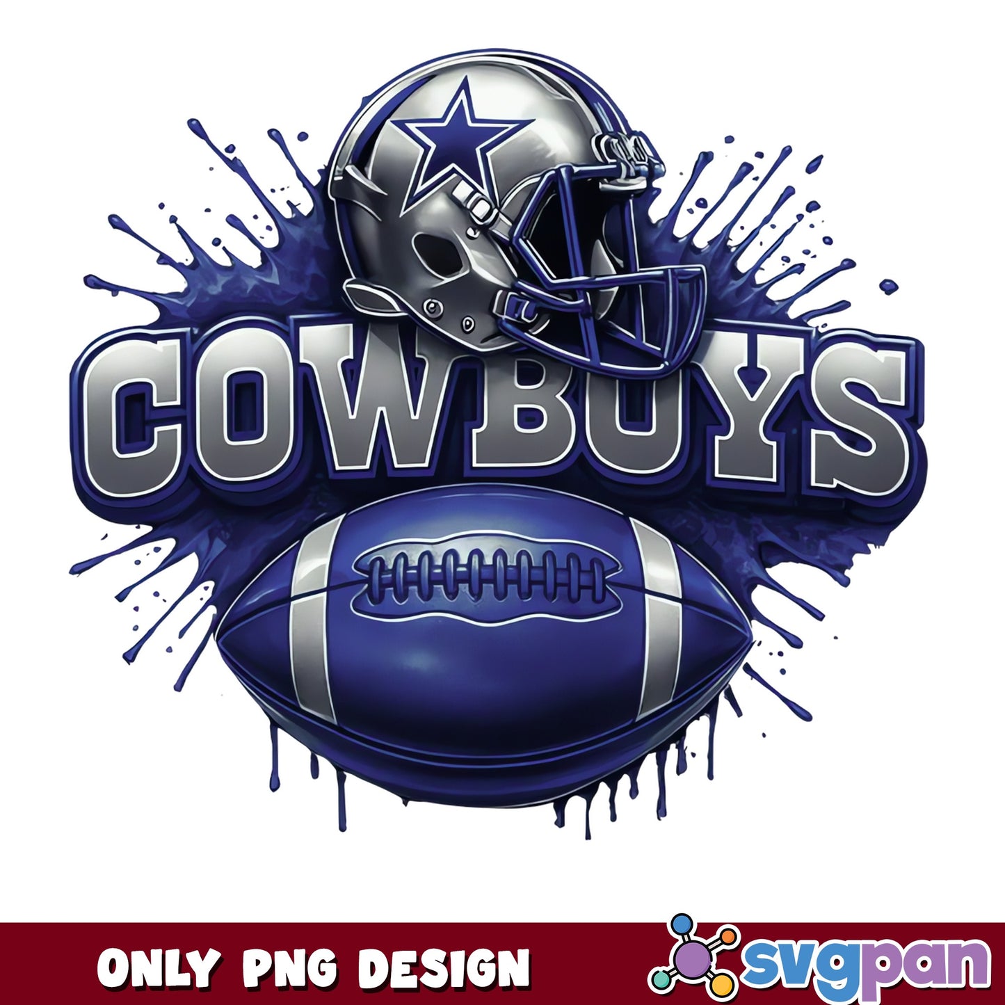 Cowboys Football Drip PNG, Dallas Cowboys PNG, Football PNG