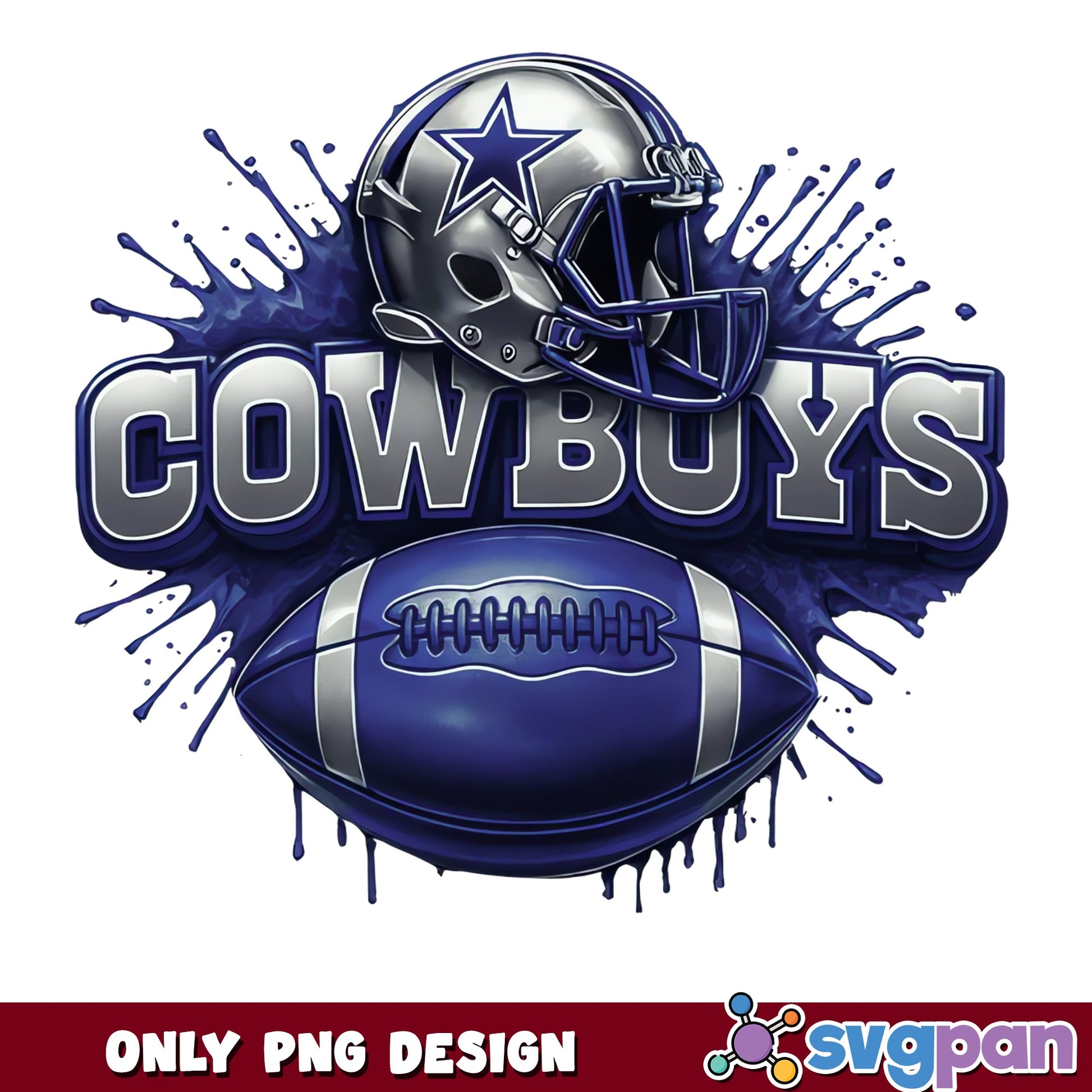 Cowboys Football Drip PNG, Dallas Cowboys PNG, Football PNG