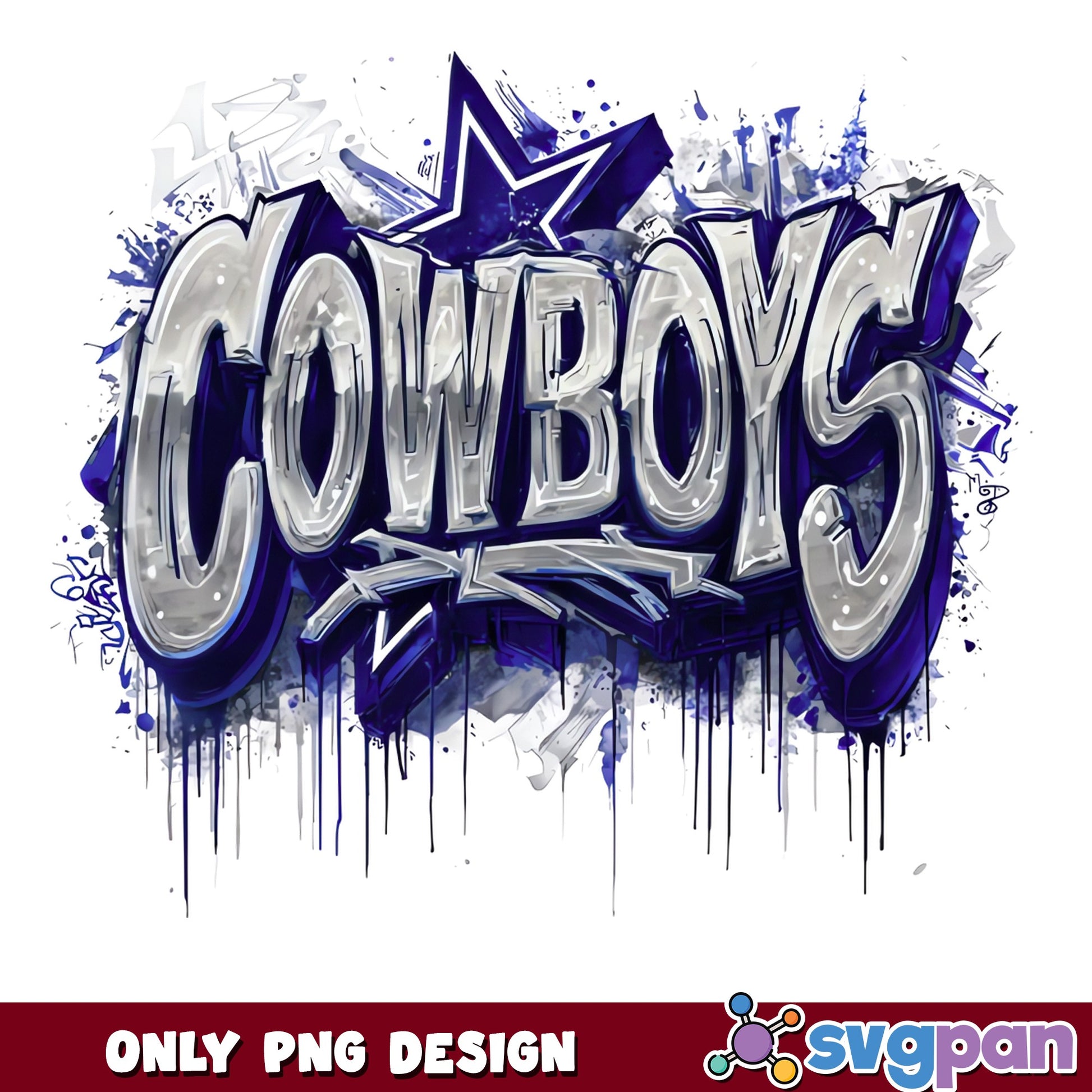 Cowboys Graffiti Watercolor PNG, Dallas Cowboys PNG, Football PNG