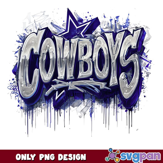 Cowboys Graffiti Watercolor PNG, Dallas Cowboys PNG, Football PNG