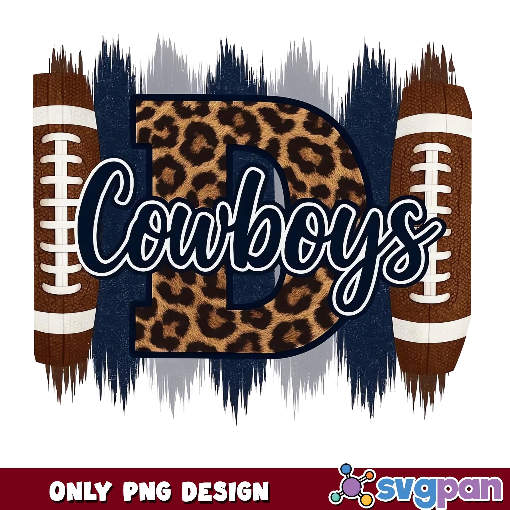 Cowboys Leopard Print Football PNG, Dallas Cowboys PNG, Football PNG