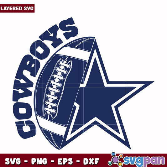 Cowboys ball svg, nfl games today svg, american football league svg