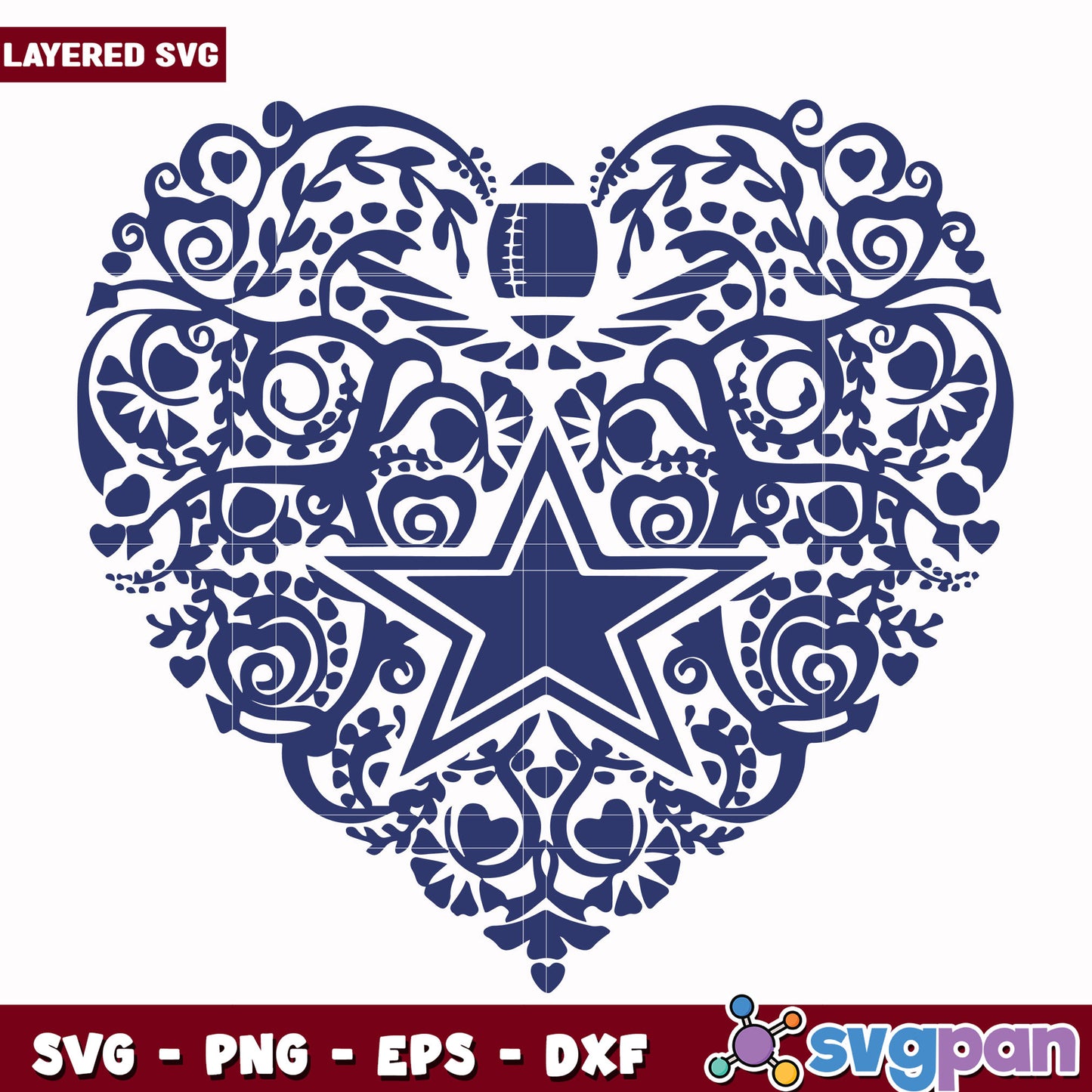 Cowboys heart design svg, nfl games today svg, american football league svg