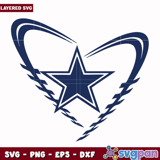 Cowboys heart logo design svg, nfl games today svg, american football league svg