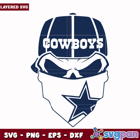Cowboys skull svg, nfl dallas cowboys svg, american rugby svg